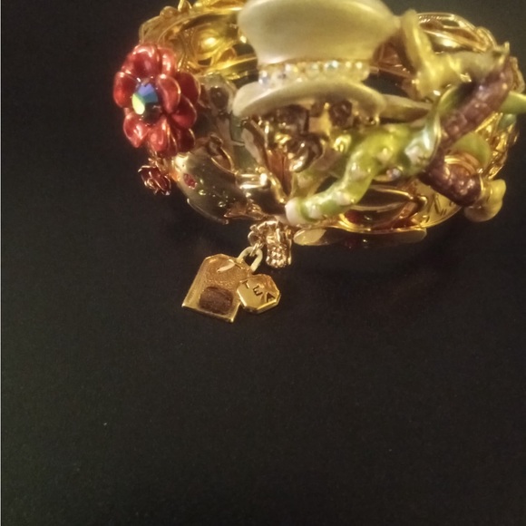 Kirks FollyBracelet From Alice And Wonderland Gold and Red Floral Bracelet
